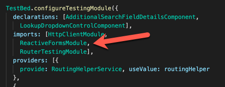 Change the import to ReactiveFormsModule
